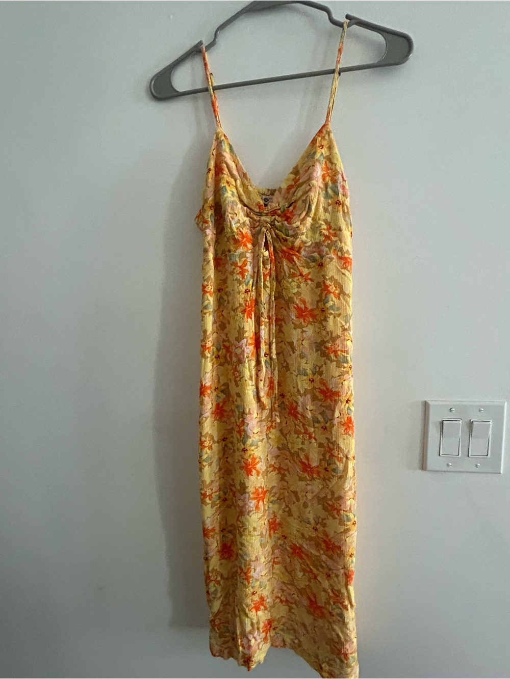 Rip Curl Yellow Floral Slip Dress with Orange Accents